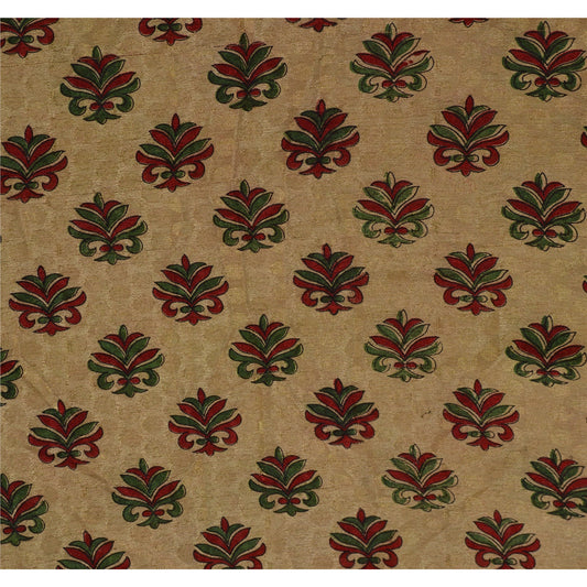 Sanskriti Vintage Art Silk Sarees Cream Printed Sari Craft Zari Border Sustainable Fabric