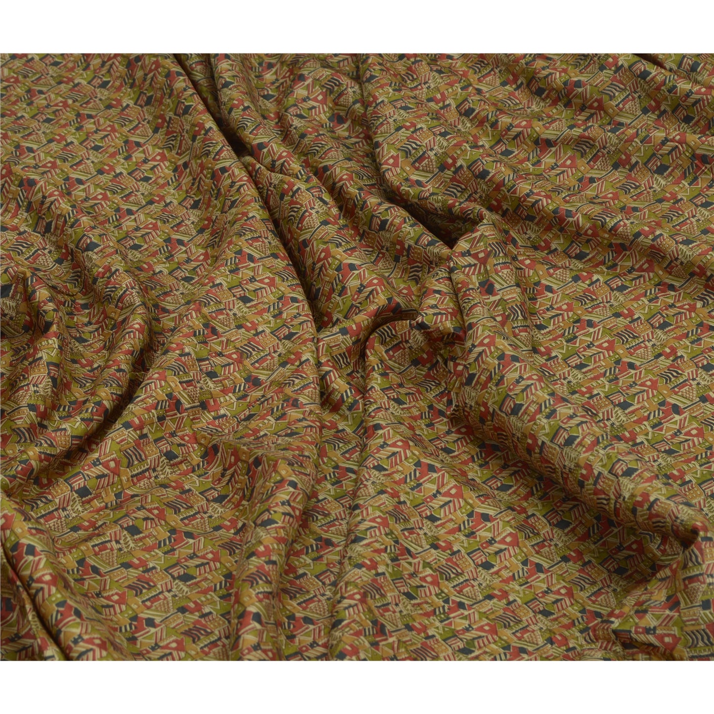 Sanskriti Vintage Sarees Multi Indian Sari 100% Pure Silk Printed Craft Sustainable Fabric