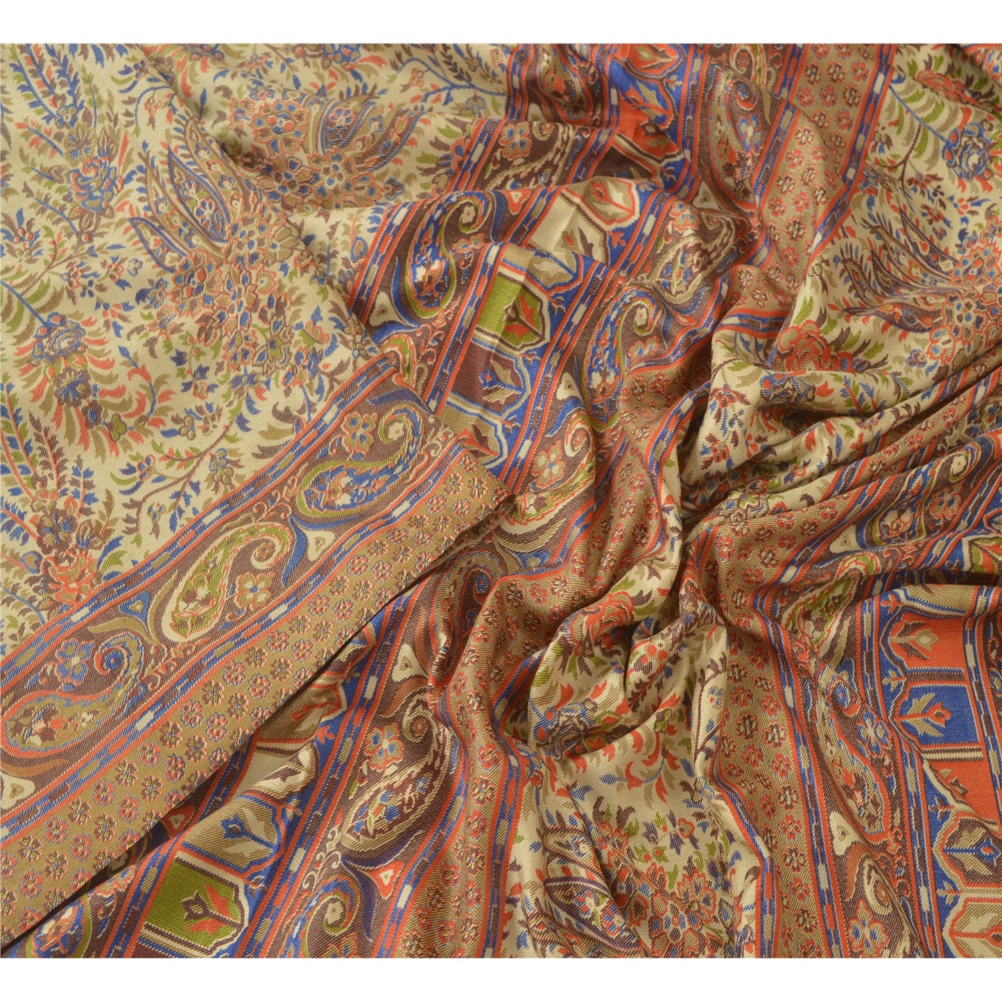 Sanskriti Vintage Sarees Art Silk Quilting Felting Craft Fabric Printed Sari