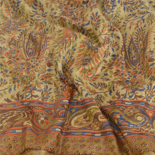 Sanskriti Vintage Sarees Art Silk Quilting Felting Craft Fabric Printed Sari