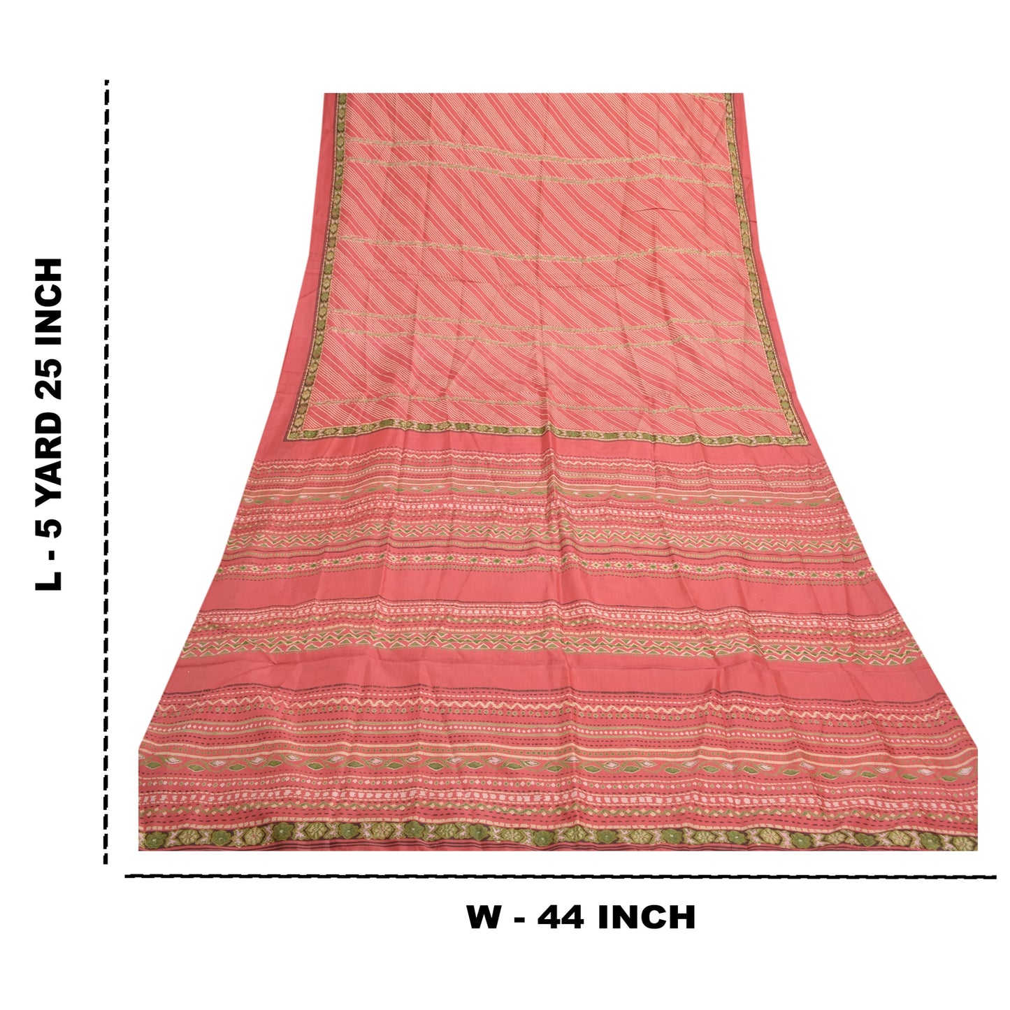 Sanskriti Vintage Pink Sarees Pure Silk Printed Sari Soft 5YD Craft Fabric