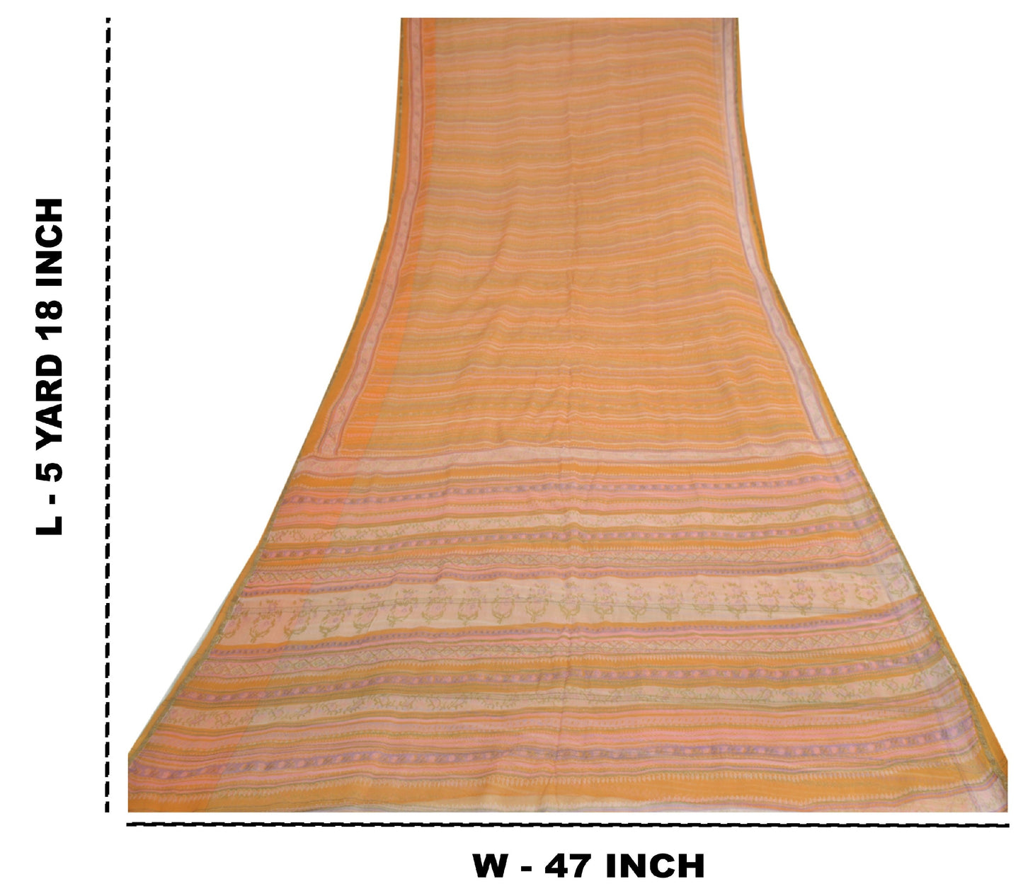 Sanskriti Vintage Mustard Sarees Indian Pure Silk Printed Sari 5yd Craft Sustainable Fabric