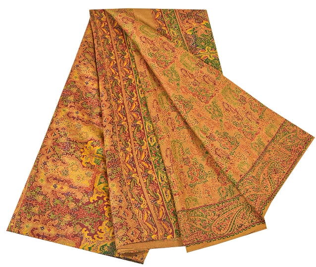Sanskriti Vintage Brown Sarees 100% Pure Silk Printed Sari Floral Craft Sustainable Fabric