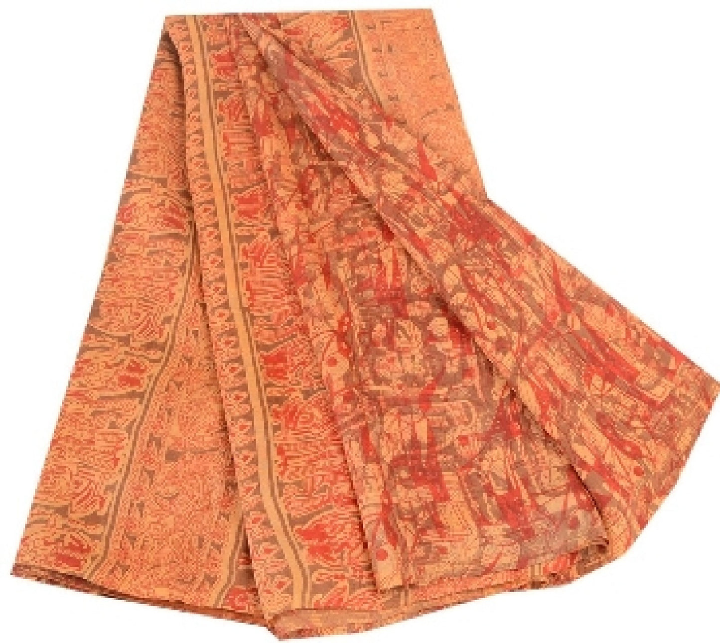 Sanskriti Vintage Sarees Indian Multi Human Printed Pure Silk Sari Craft Sustainable Fabric