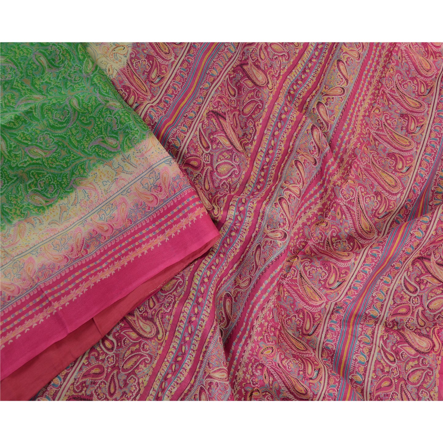 Sanskriti Vintage Sarees Pure Silk Quilting Felting Craft Fabric Printed Sari