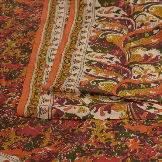 Sanskriti Vintage Sarees From India Multi Pure Silk Printed Sari Craft Sustainable Fabric