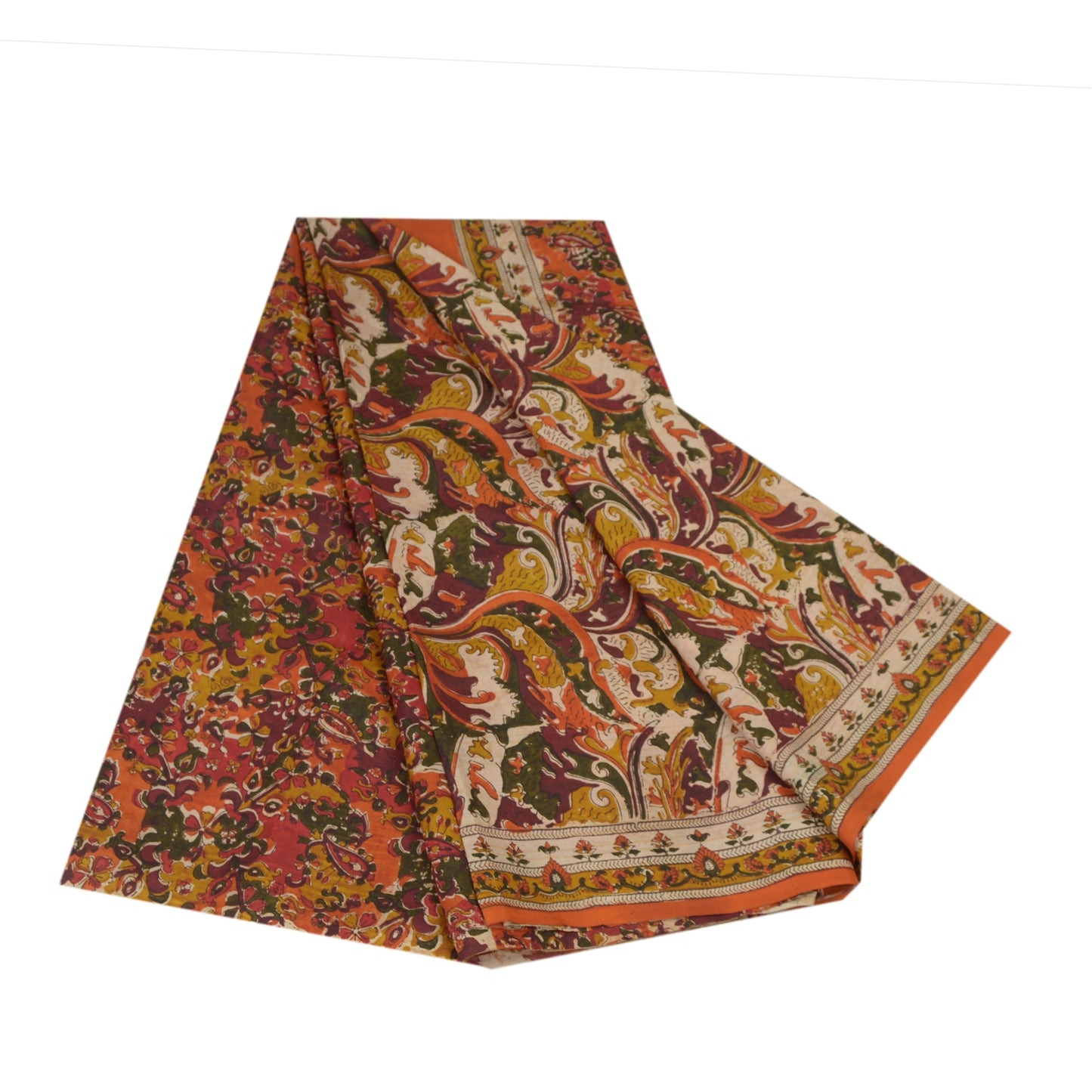 Sanskriti Vintage Sarees From India Multi Pure Silk Printed Sari Craft Sustainable Fabric