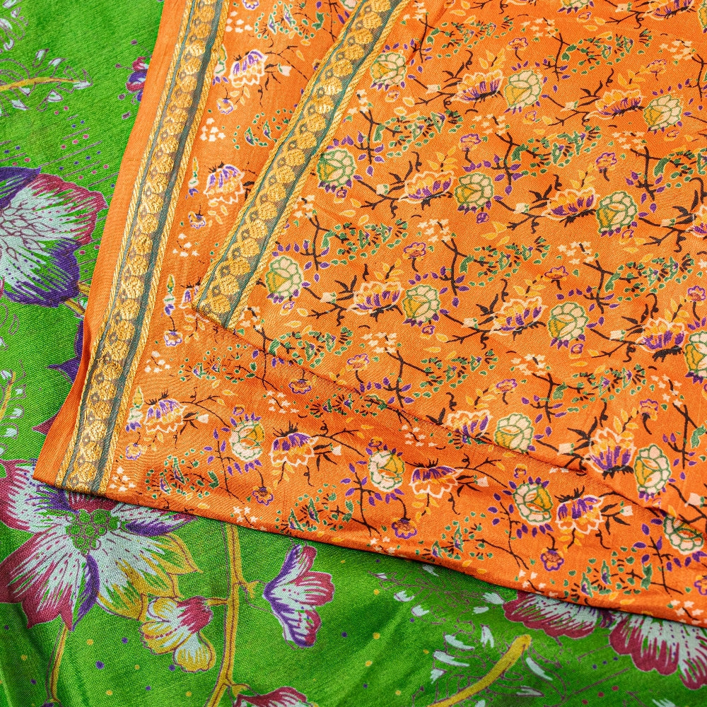 Sanskriti Vintage Sarees Pure Silk Quilting Felting Craft Sustainable Fabric Printed Sari