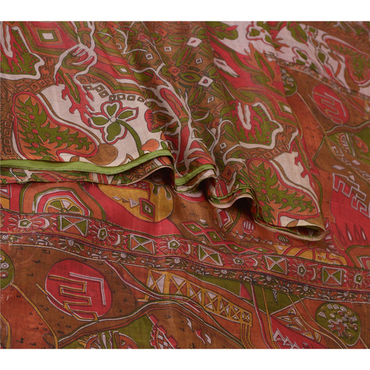 Sanskriti Vintage Sarees Multi 100% Pure Silk Abstract Printed Sari Craft Sustainable Fabric