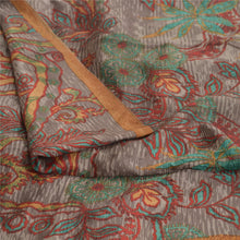 Load image into Gallery viewer, Sanskriti Vintage Sarees From India Gray Printed Pure Silk Sari 5yd Craft Fabric
