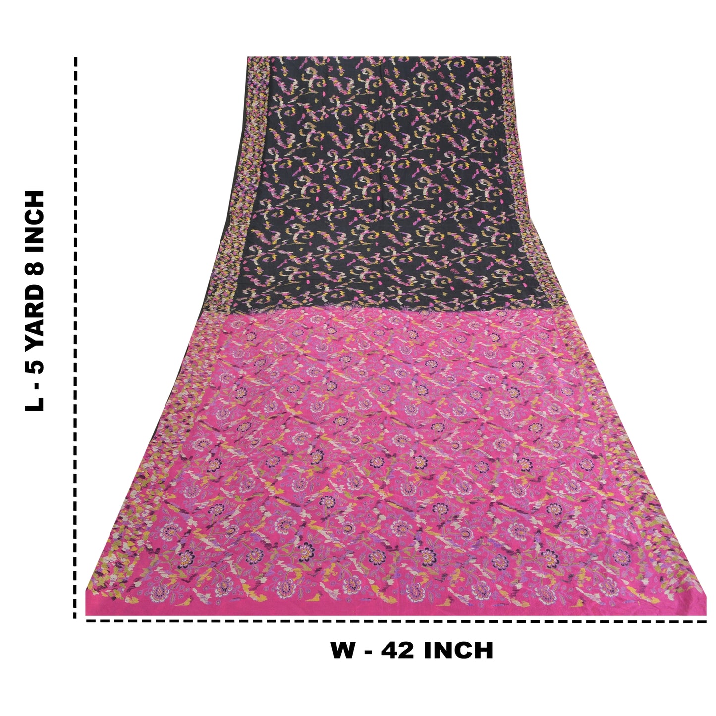 Sanskriti Vintage Sarees Pure Silk 5yd Quilting Felting Craft Sustainable Fabric Print Sari