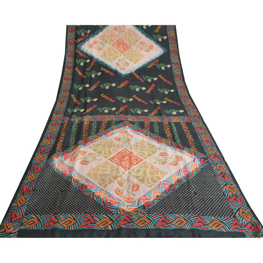 Sanskriti Vintage Sarees Indisk Multi 100% Ren Silke Trykt Sari Håndværk Bæredygtigt Stoff