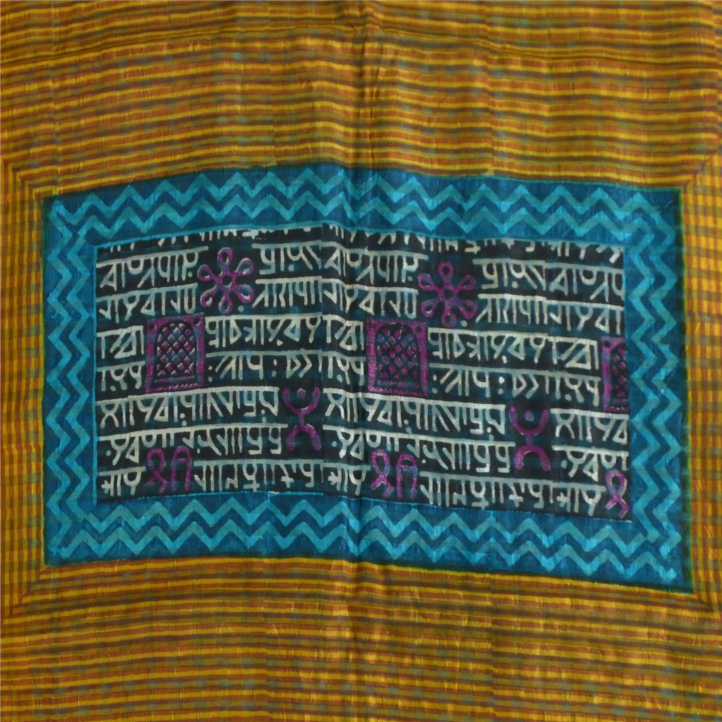 Sanskriti Vintage Sarees Indian Black Pure Silk Printed Sari 5yd Craft Sustainable Fabric