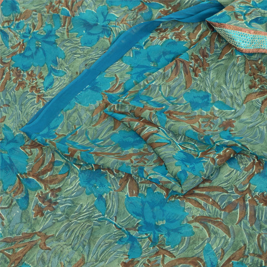 Sanskriti Vintage Sarees Quilting Felting Craft Sustainable Fabric Pure Georgette Print Sari