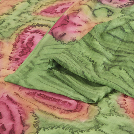 Sanskriti Vintage Sarees Pure Silk Print Sari 5yd Quilting Felting Craft Sustainable Fabric