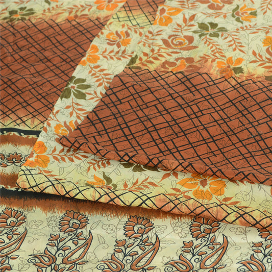 Sanskriti Vintage Sarees Pure Silk 5yd Quilting Felting Craft Sustainable Fabric Print Sari