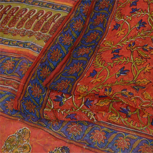 Sanskriti Vintage Sarees Quilting Felting Craft Sustainable Fabric Pure Chiffon Print Sari