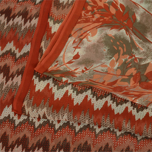 Sanskriti Vintage Sarees Quilting Felting Craft Sustainable Fabric Pure Georgette Print Sari