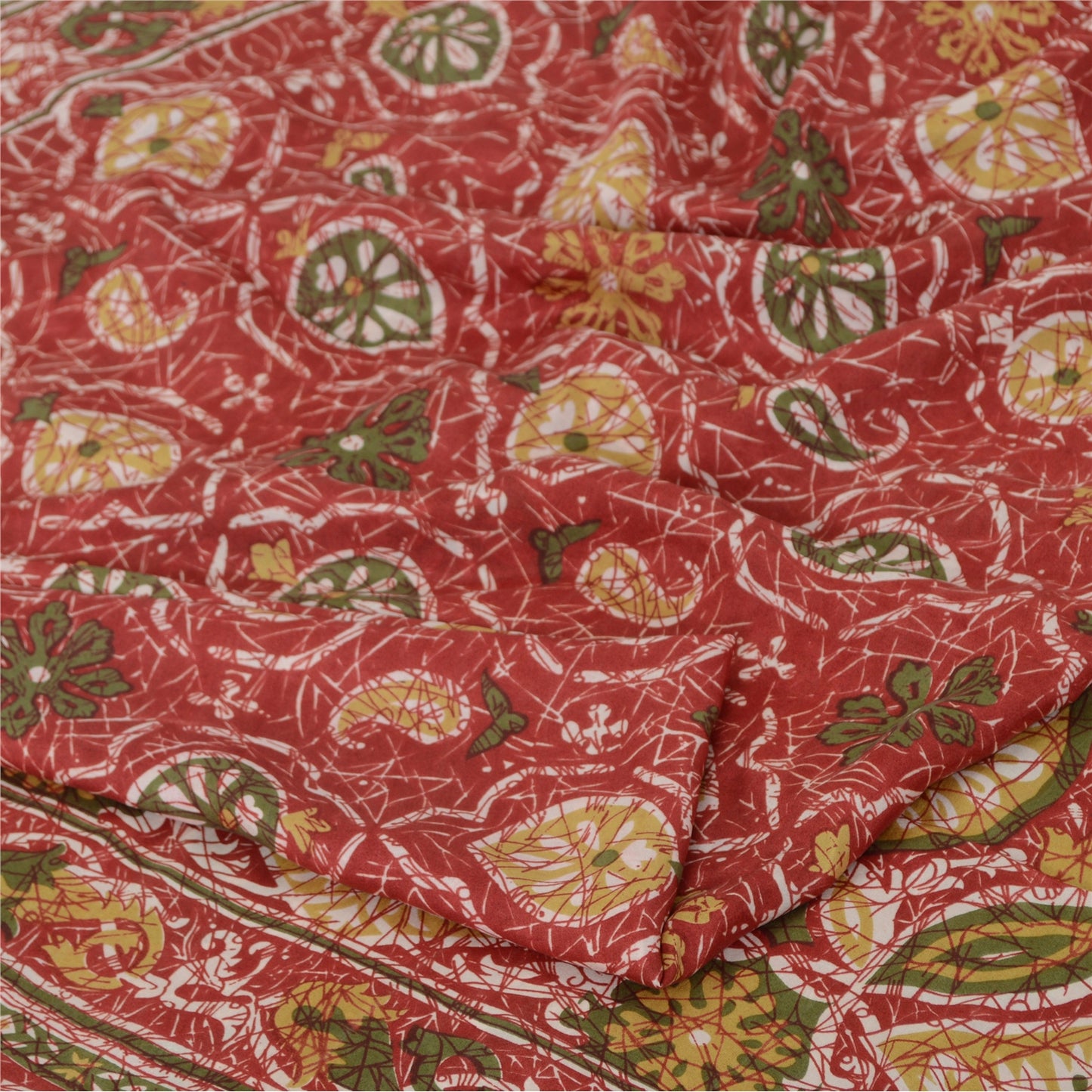 Sanskriti Vintage Sarees 6yd Quilting Felting Craft Sustainable Fabric Red Pure Silk Sari