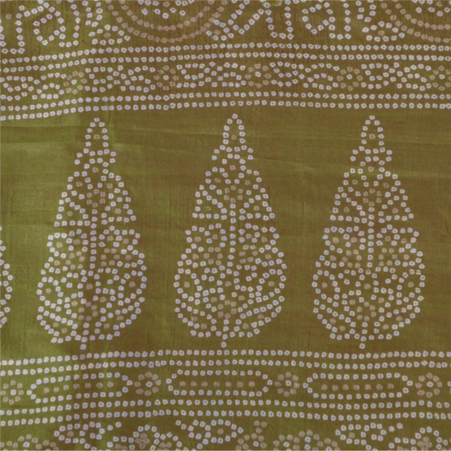 Sanskriti Vintage Sarees Red/Green Bandhani Pure Silk Printed Sari Craft Sustainable Fabric