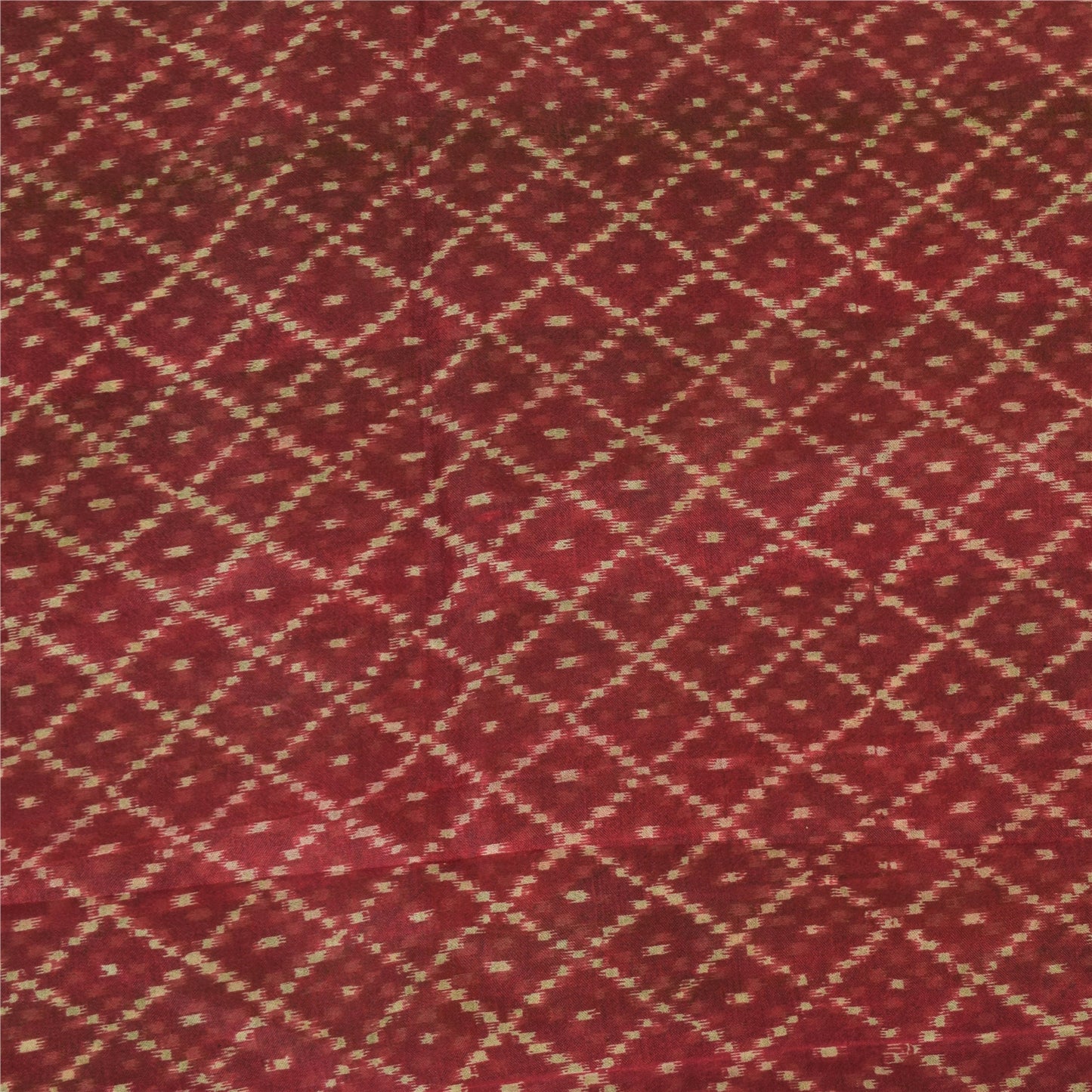 Sanskriti Vintage Sarees Green/Red 100% Pure Silk Printed Sari 6yd Craft Sustainable Fabric