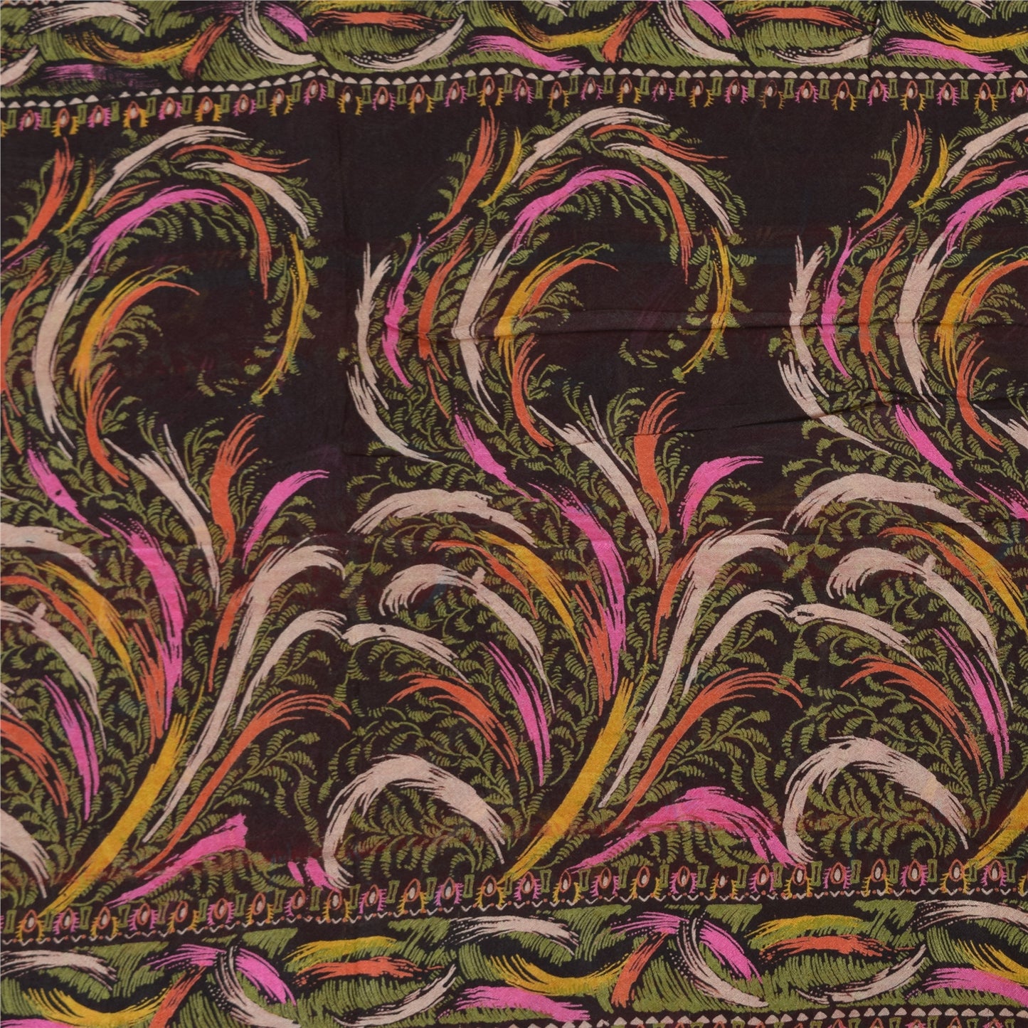 Sanskriti Vintage Sarees From India Red Pure Silk Printed Sari 5yd Craft Sustainable Fabric