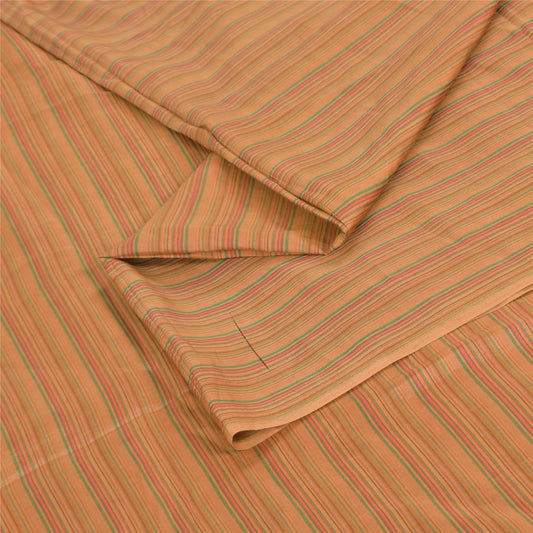 Sanskriti Vintage Sarees Brown 100% Pure Silk Printed Sari 5+yd Craft Sustainable Fabric