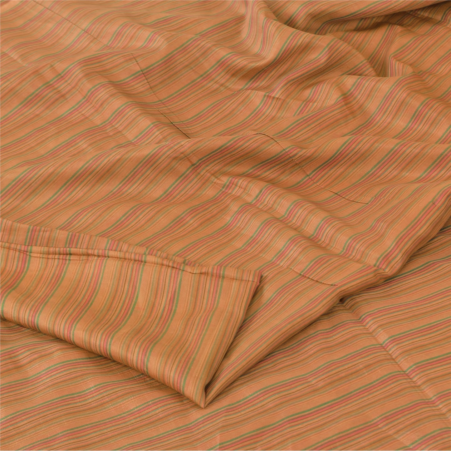 Sanskriti Vintage Sarees Brown 100% Pure Silk Printed Sari 5+yd Craft Sustainable Fabric