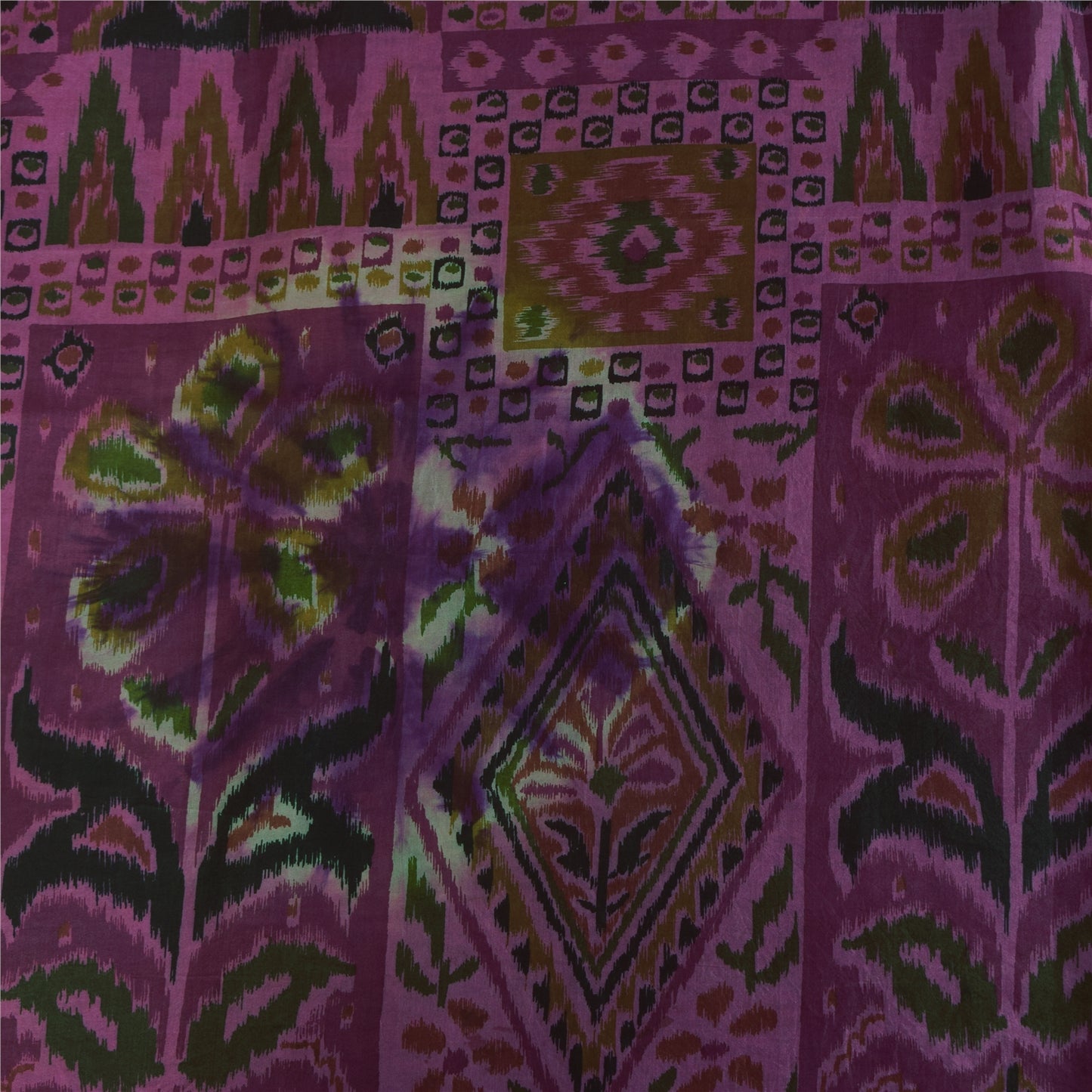 Sanskriti Vintage Sarees Purple Indian Pure Silk Printed Sari 6+yd Craft Fabric