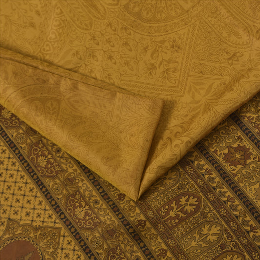 Sanskriti Vintage Sarees Heena Green Pure Silk Printed Sari 5+yd Craft Fabric