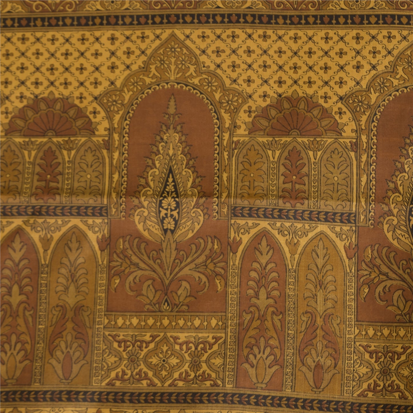 Sanskriti Vintage Sarees Heena Green Pure Silk Printed Sari 5+yd Craft Fabric