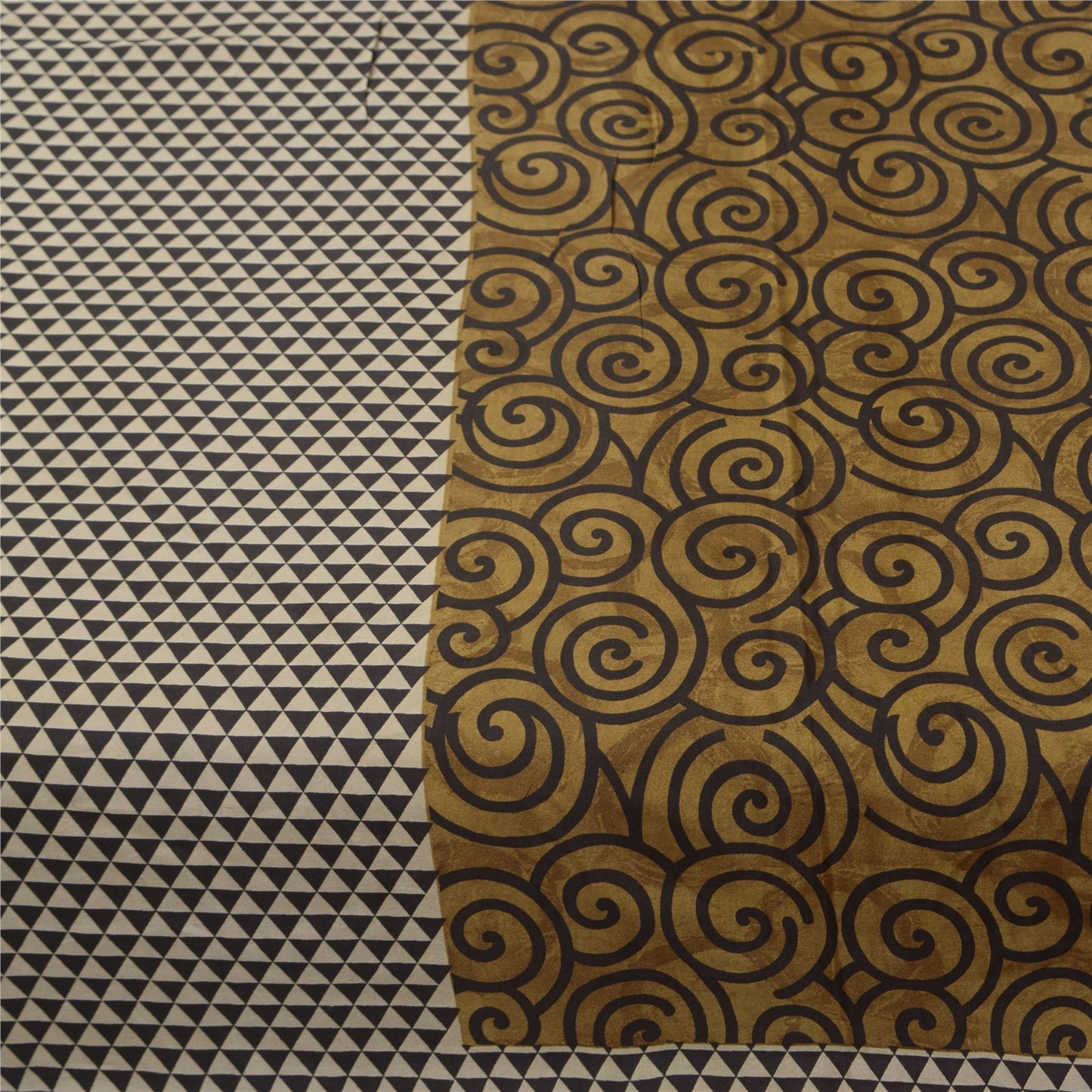 Sanskriti Vintage Sarees i brune nuancer af rent silketryk Sari 5+ yards håndværksstof