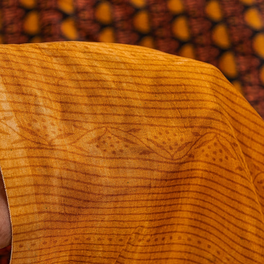 Sanskriti Vintage Sarees Black Pure Silk Floral Printed Sari 6yd Craft Fabric