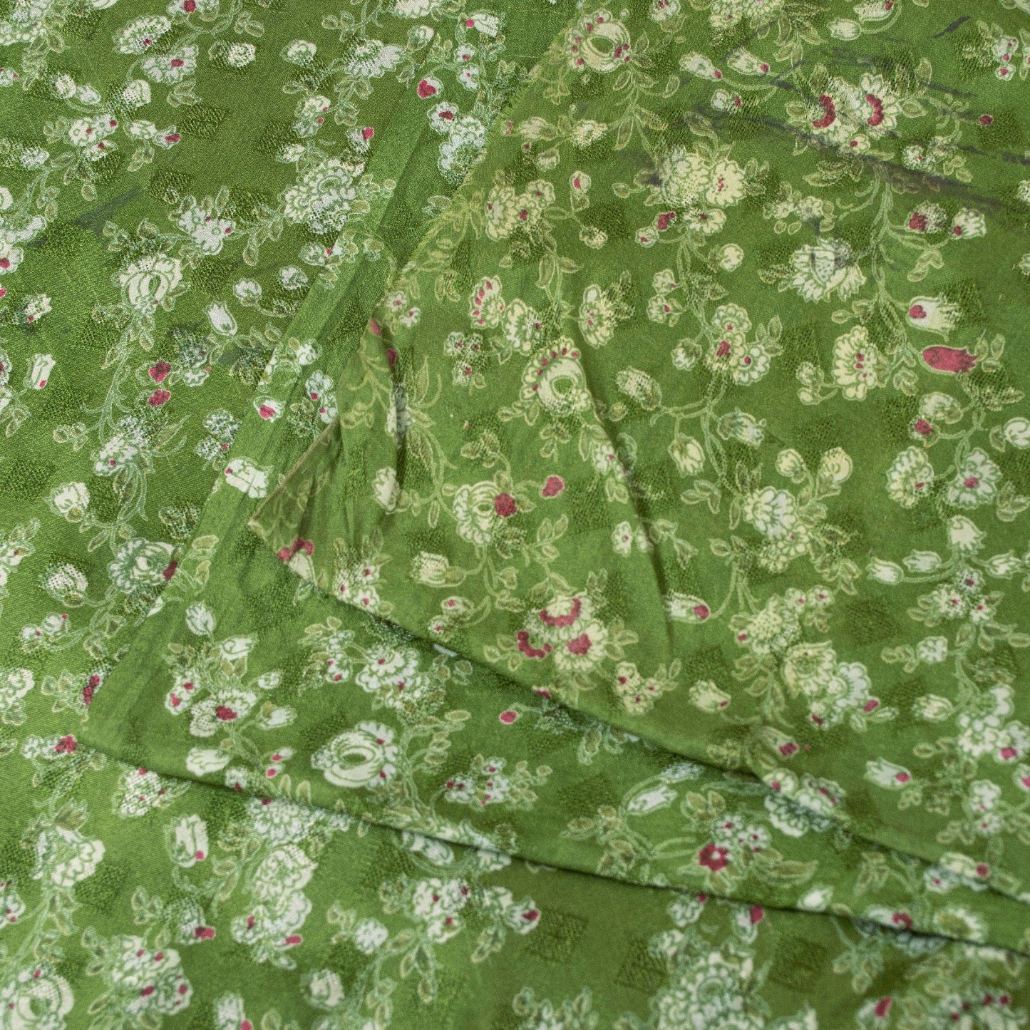 Sanskriti Vintage Sarees Green Pure Silk Floral Printed 5+YD Sari