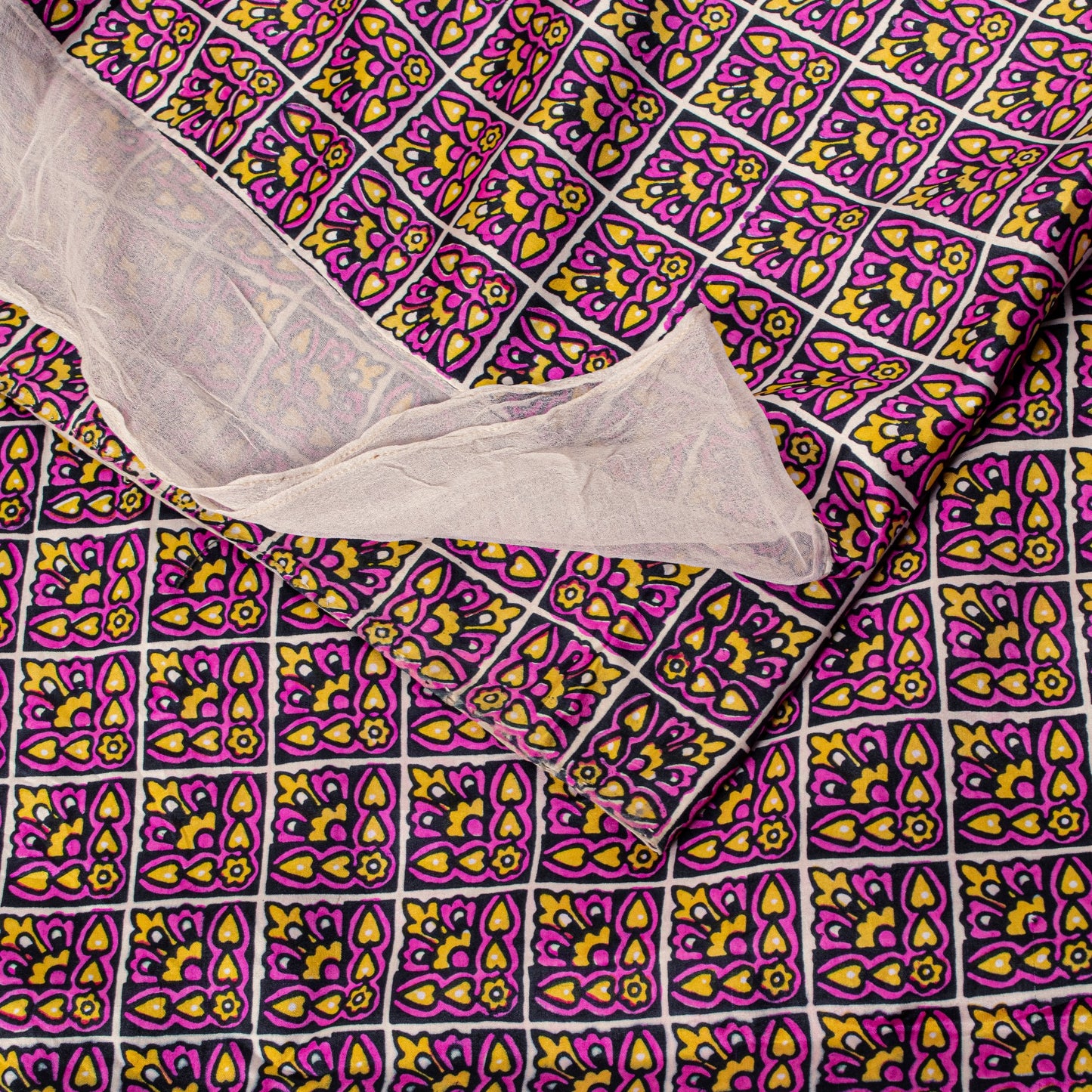 Sanskriti Vintage Purple Pure Silk Sari Floral Screen Print Floral Saree 5.5Yard