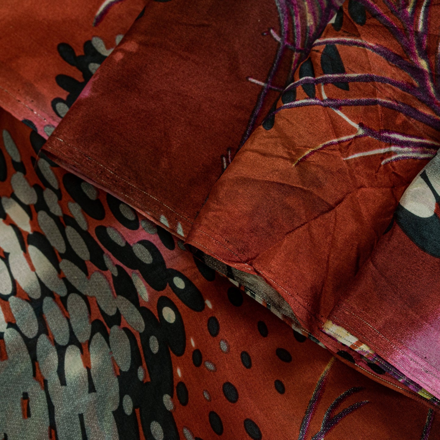 Sanskriti Vintage Soft Orange Pure Silk Sari Feather Digital Print Saree 6.5+Yd