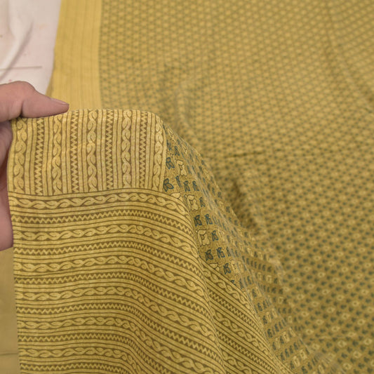 Sanskriti Vintage Soft Yellow Pure Silk Sari Floral Digital Print Saree 5.5Yd