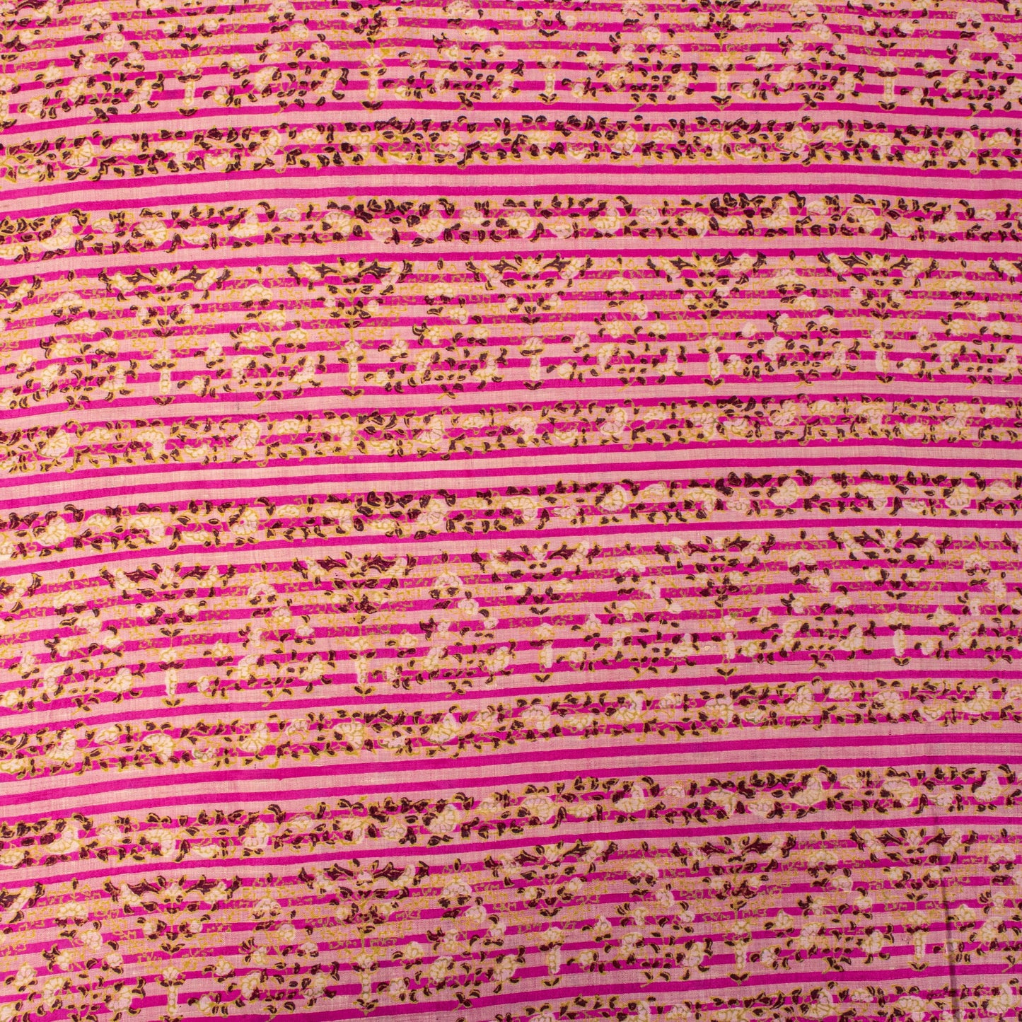 Sanskriti Vintage Sari Pink Pure Silk Floral Print Saree Rotary Screen 5.5Yard