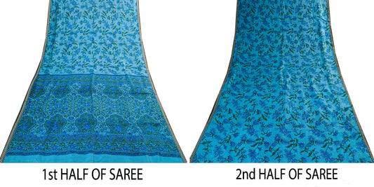 Sanskriti Vintage Floral Printed Gajji Butter Soft Pure Silk Sarees 6+YD Sari