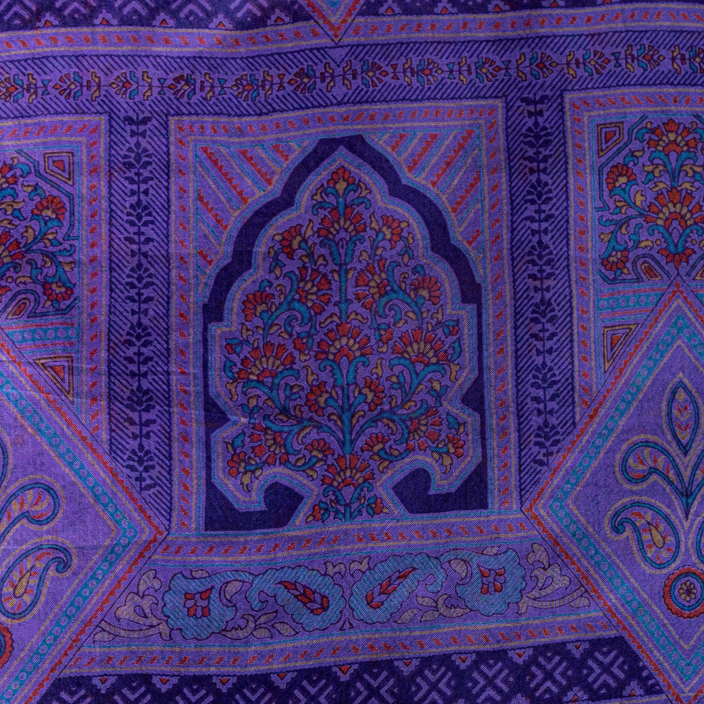 Sanskriti Vintage Purple Sari Soft Pure Silk Floral Print Zari Border Saree 6Yd