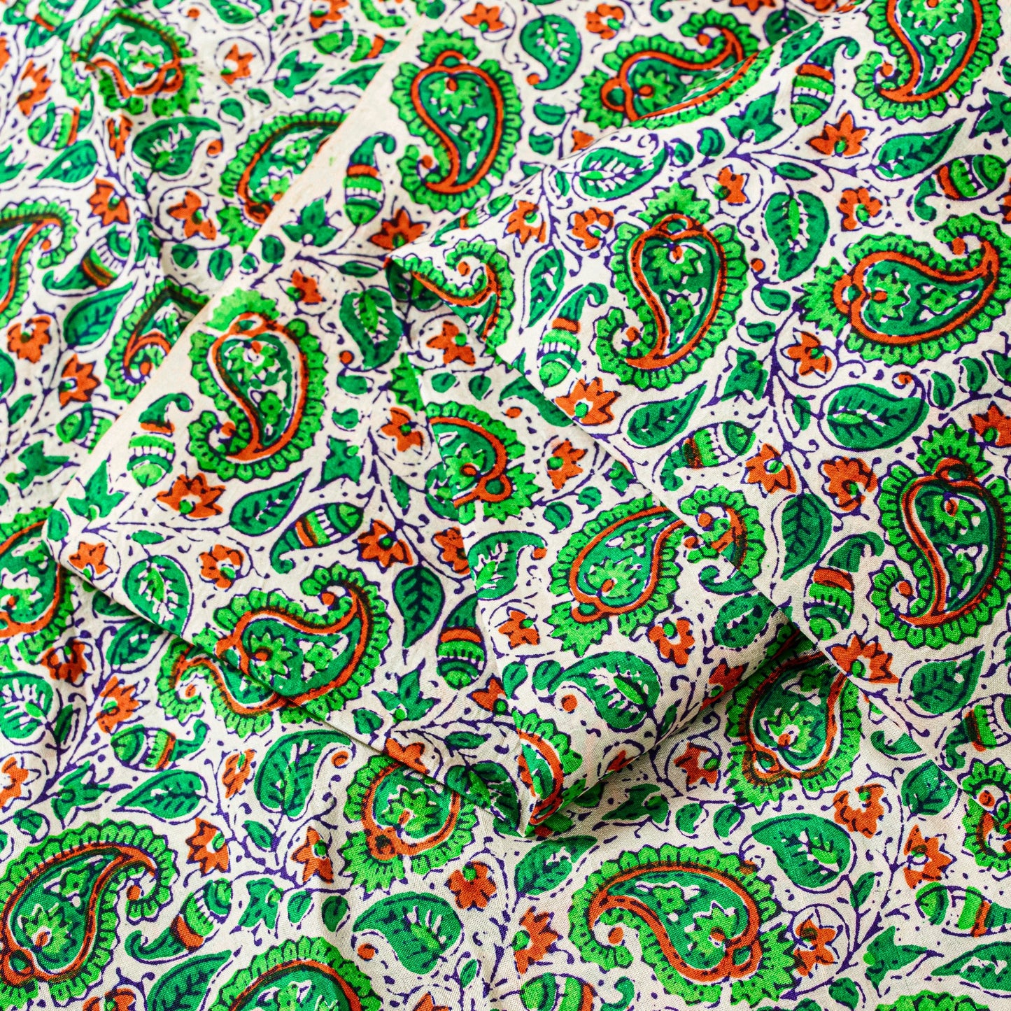 Sanskriti Vintage Green Sari Soft Pure Silk Sanganeri Handblock Print Saree 5.5Y