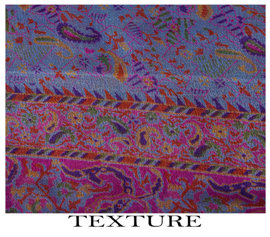 Sanskriti Vintage Purple Pure Silk Saree Paisley Print Craft Fabric 6.5Yard Sari