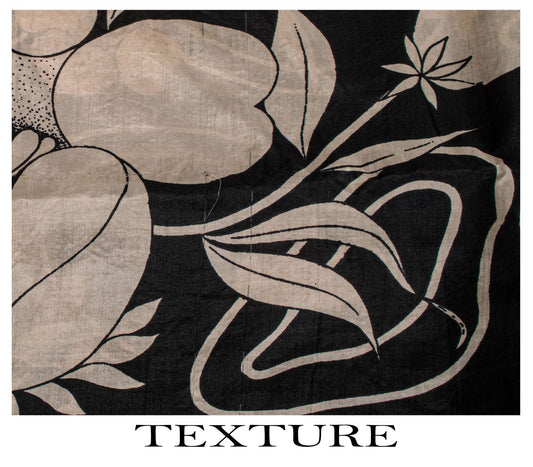 Sanskriti Vintage Black Pure Silk Saree Floral Print Sari 6.5 Yard Fabric Craft