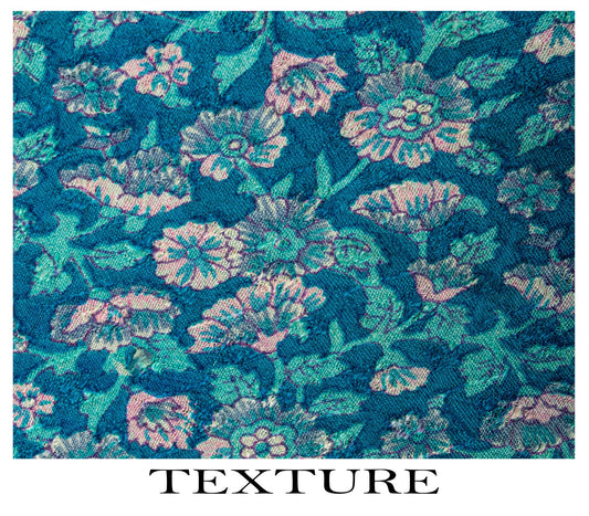 Sanskriti Vintage Saree Blue Soft Pure Silk Floral Print Sari 6+Yd Craft Fabric