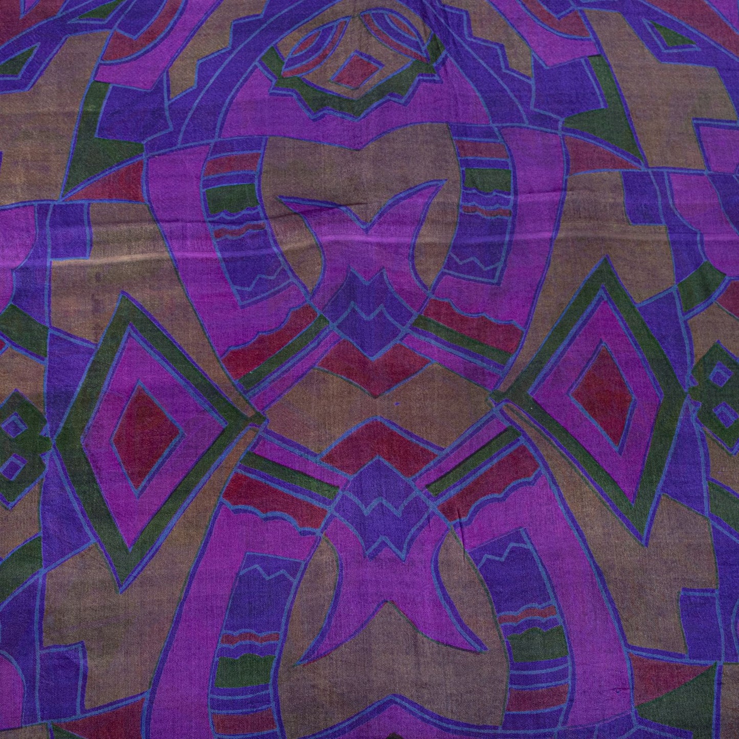 Sanskriti Vintage Saree Purple Soft Pure Silk Abstract Print Sari 5.5+Yd Fabric