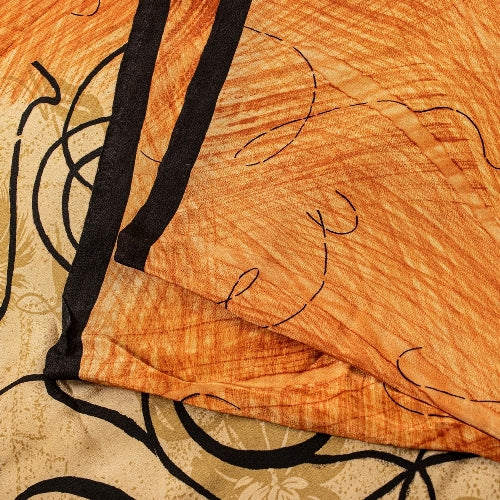 Sanskriti Vintage Sarees Indian Peach Pure Crepe Silk Printed Sari Craft Sustainable Fabric