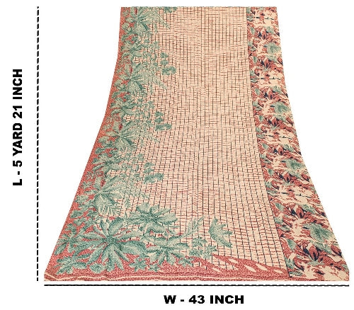 Sanskriti Vintage Sarees Indian Multi Pure Crepe Silk Printed Sari Craft Sustainable Fabric
