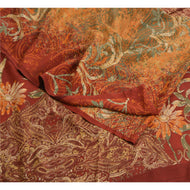 Sanskriti Vintage Sarees Indian Multi Pure Crepe Silk Printed Sari Craft Fabric