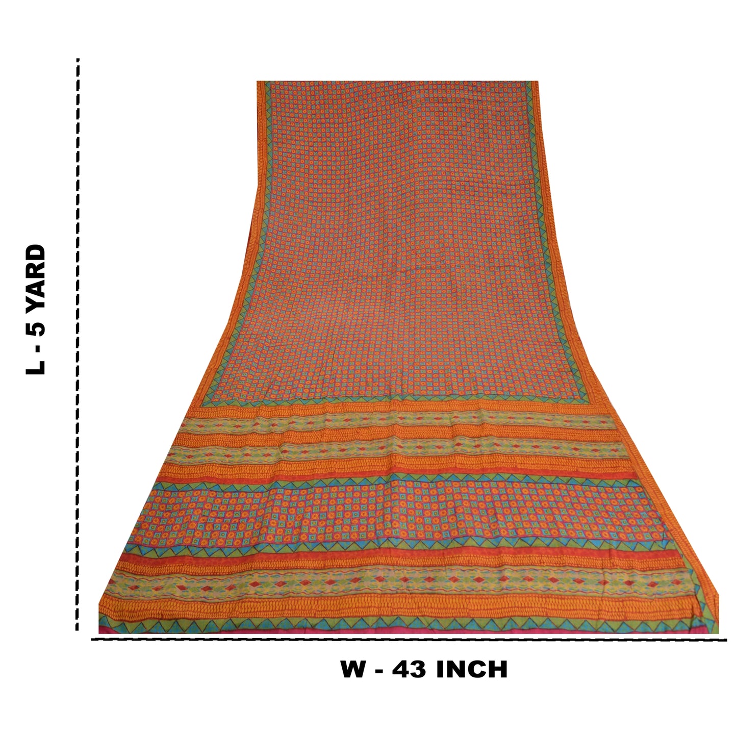 Sanskriti Vintage Sarees Indian Pink Pure Crepe Silk Printed Sari Craft Sustainable Fabric