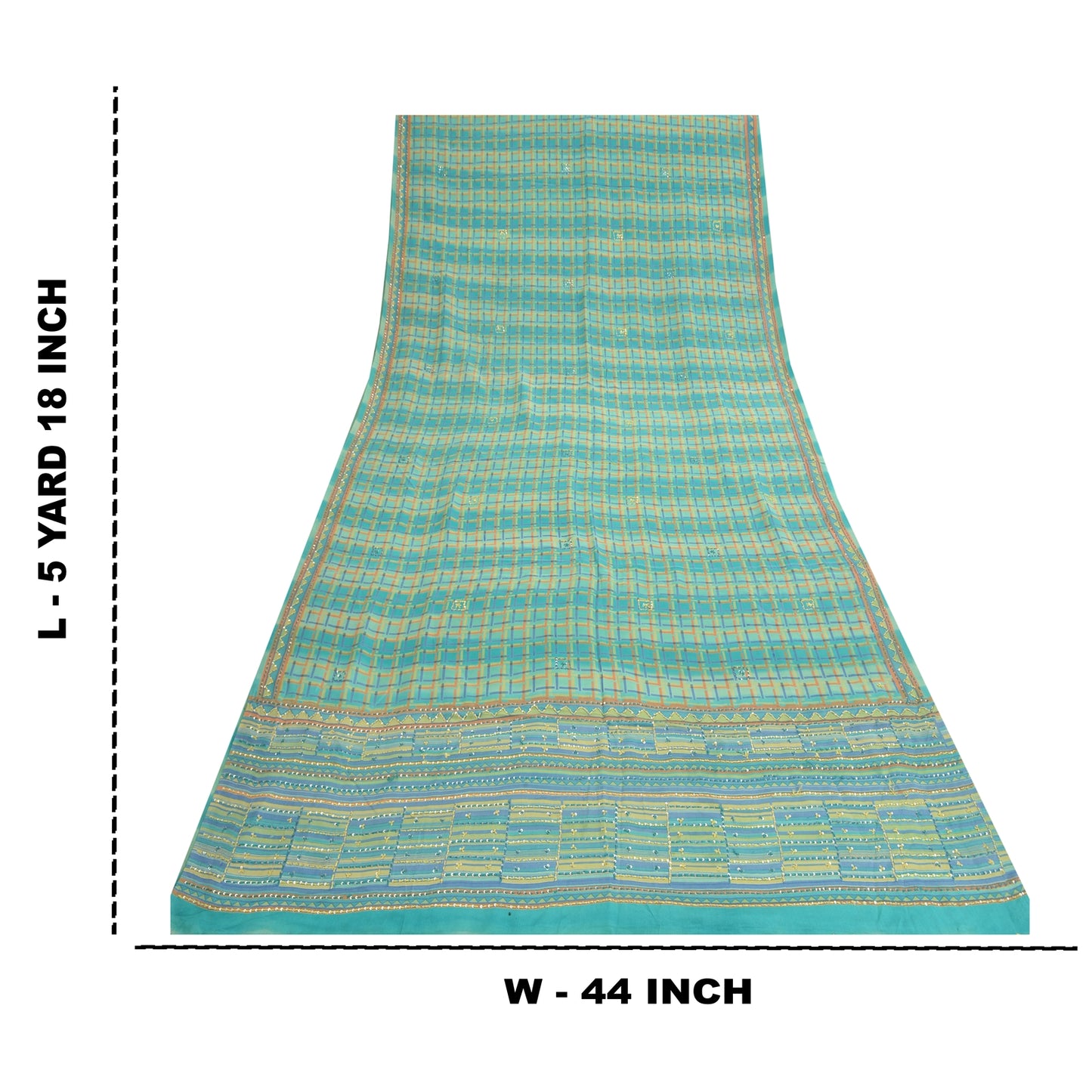 Sanskriti Vintage Sky Blue Sarees 100% Pure Crepe Silk Printed Sari Craft Sustainable Fabric